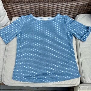 LOFT Women's Short Sleeve Textured Blue Top Size M